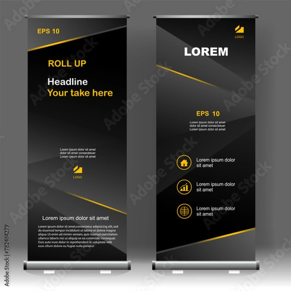 Obraz Roll up banner stand template design, for brochure, flyer, infographics. modern advertising. vector illustration