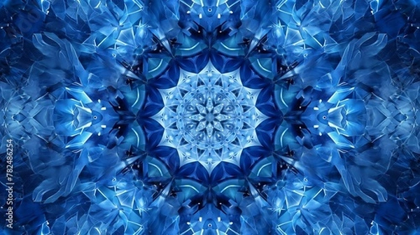 Fototapeta blue octagonal shape kaleidoscope background. 