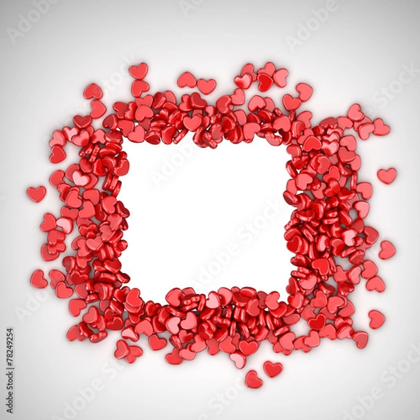 Fototapeta Frame of love hearts 3D. Valentine's day, isolated