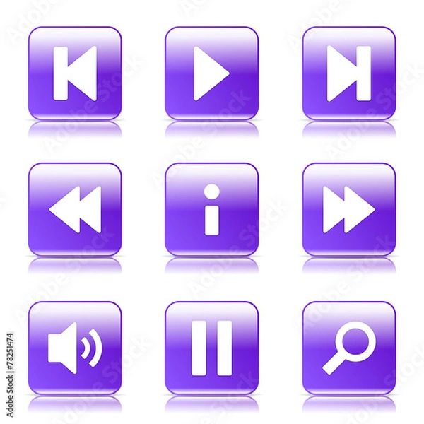 Fototapeta Multimedia Controller Square Vector Violet Icon Design Set
