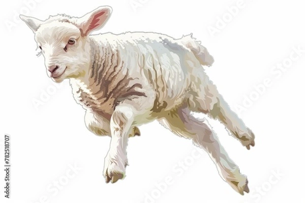 Fototapeta Beautifully crafted artwork of a young lamb depicted with soft textures and a sense of movement