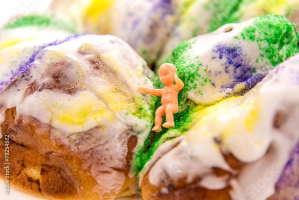 Fototapeta Mardi Gras King Cake With Baby