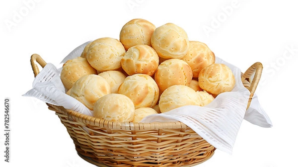 Fototapeta Basket of Traditional Brazilian Cheese Bread Rolls