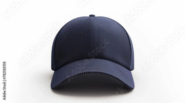 Obraz Blue black cap in front view, mockup, white background