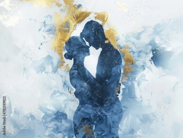 Fototapeta An artistic depiction of a couple embracing each other done in the style of watercolor