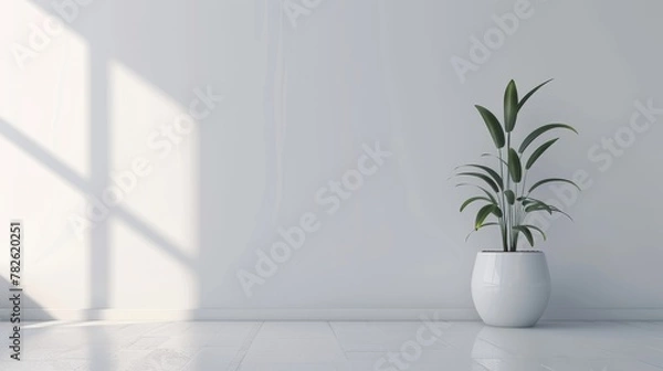 Fototapeta Single houseplant in a sleek pot 