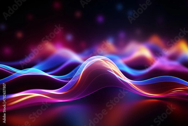 Fototapeta Three-dimensional glowing color fluid background, abstract future technology graphic poster PPT background