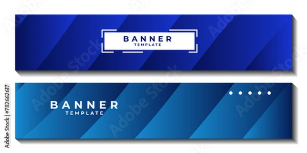 Fototapeta set of banner with abstract blue contrast gradient background elegant for template business