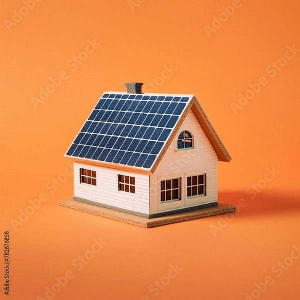 Obraz Cartoon model house 3D rendering, financial and banking investment sales illustration about house concept