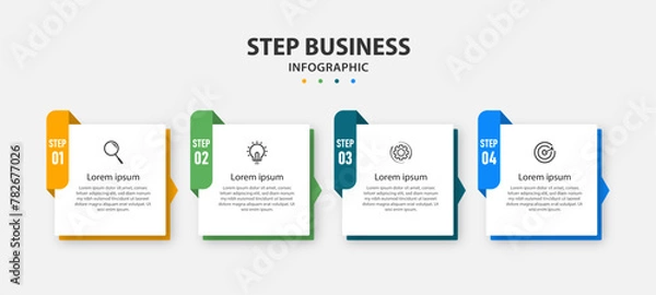 Obraz Creative template infographic design template. timeline with 4 steps, options. can be used for workflow diagram, info chart, web design. vector illustration.