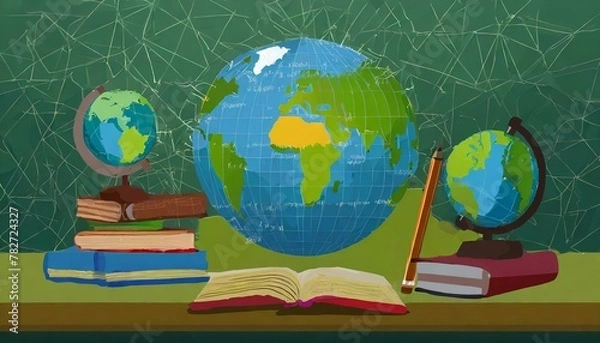 Obraz books and globe