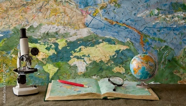 Obraz compass and map