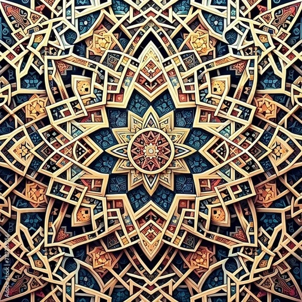 Fototapeta Islamic Geometric Patterns: Immerse yourself in the mesmerizing complexity of Islamic geometric art, featuring intricate patterns and motifs inspired by traditional Islamic architecture and design.