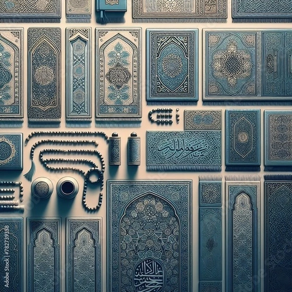 Obraz Islamic Geometric Patterns: Immerse yourself in the mesmerizing complexity of Islamic geometric art, featuring intricate patterns and motifs inspired by traditional Islamic architecture and design.