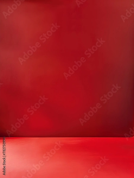 Obraz A red wall with a red floor. The room is empty and the red color gives it a warm and inviting atmosphere