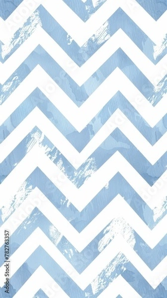 Obraz Pastel blue and white chevron pattern background with a repetitive zigzag design