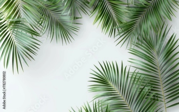 Fototapeta Green leaves isolated on white background and free copy space