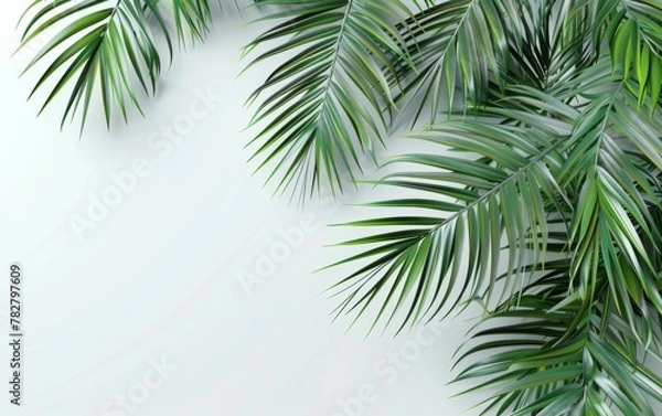 Fototapeta Green leaves isolated on white background and free copy space