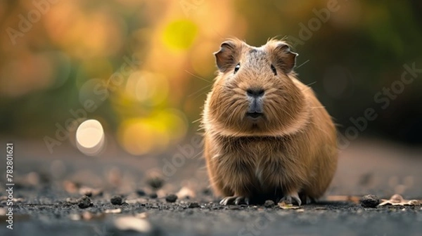Fototapeta Create an adorable image featuring a guinea pig, showcasing its full body and capturing its charming and gentle nature.  