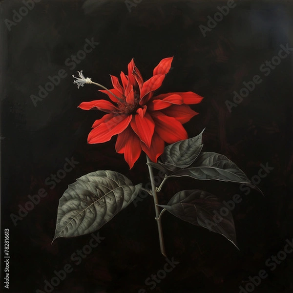 Obraz red flower on black background