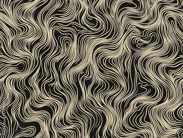 Obraz black and white / beige abstract wavy wallpaper background