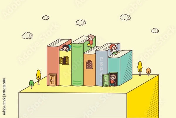 Obraz 子供と本（立体）