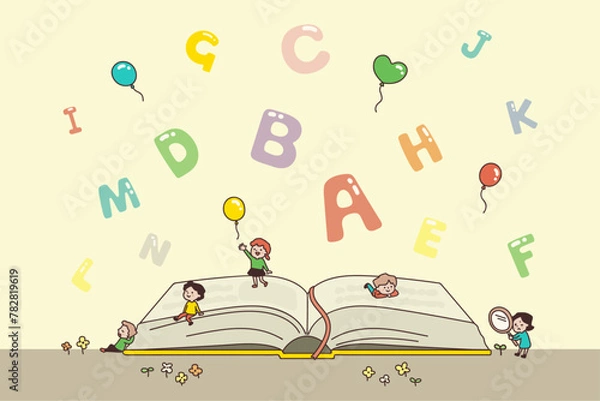 Obraz 子供と本とアルファベット（立体）