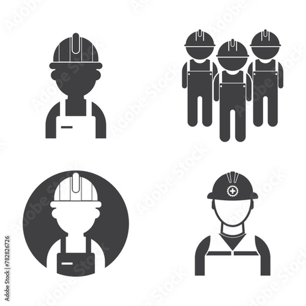 Obraz Labour logo vector illustration . Constructor worker icon. Engineer builder symbol.