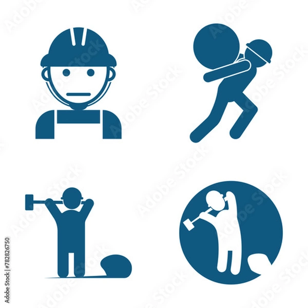 Obraz Labour logo vector illustration . Constructor worker icon. Engineer builder symbol.