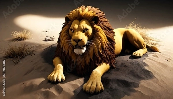 Fototapeta lion on the floor