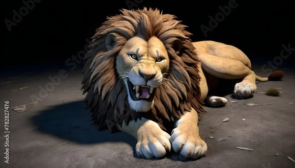 Fototapeta lion on the floor