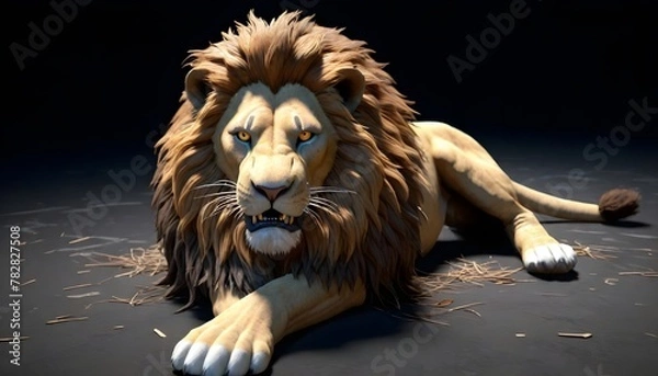 Fototapeta lion on the floor