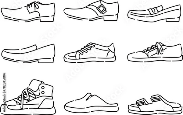 Obraz 靴　シューズセット　線画