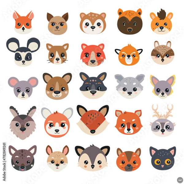 Fototapeta a bunch of different types of animals on a white background