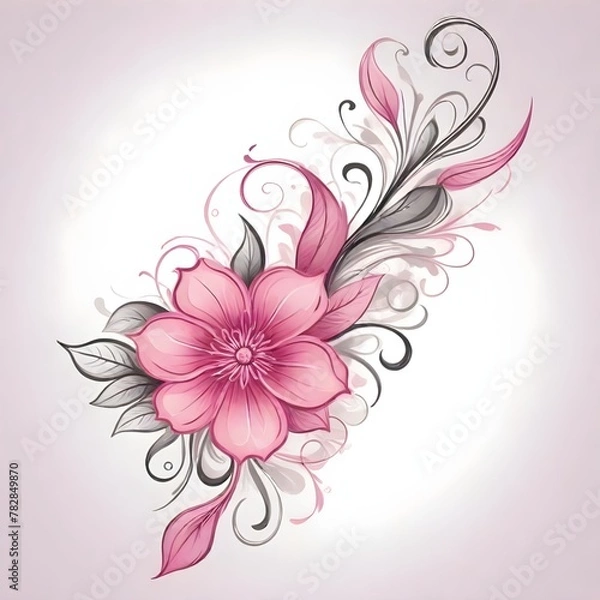 Fototapeta Pink flowers like tattoos