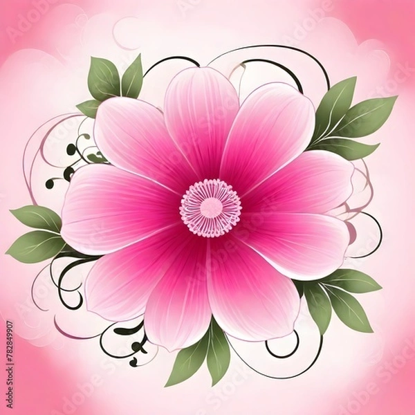 Fototapeta Pink flowers like tattoos