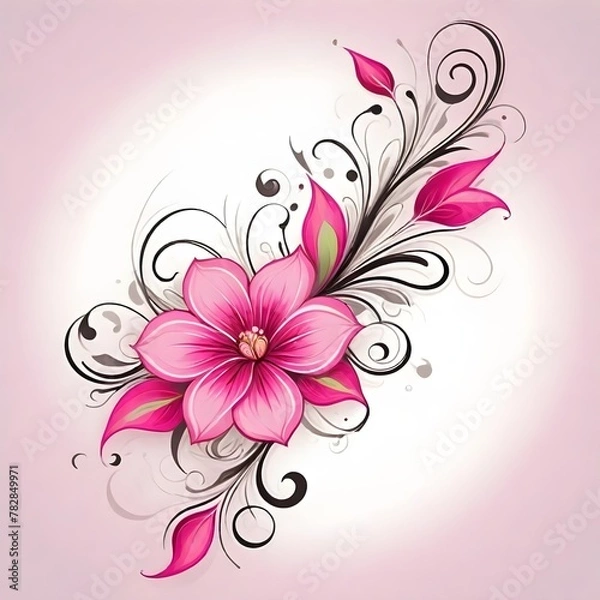 Fototapeta Pink flowers like tattoos
