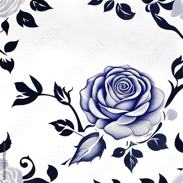 Fototapeta Black rose on White background