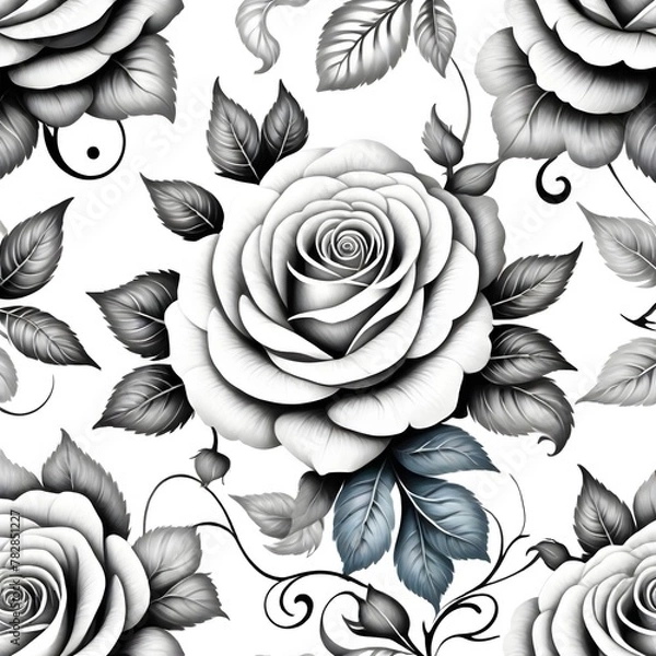Fototapeta Black rose on White background
