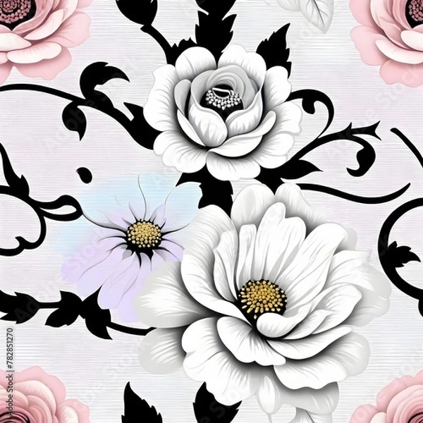 Fototapeta Black rose on White background