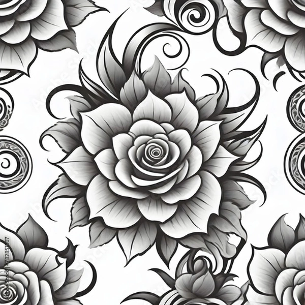 Fototapeta Black rose on White background