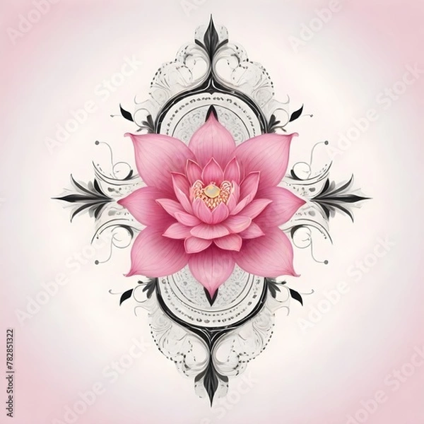 Fototapeta Pink tattoo flowers 