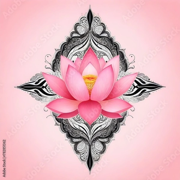 Fototapeta Pink tattoo flowers 