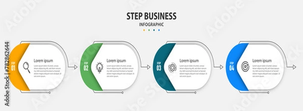 Fototapeta Step Business infographics template. timeline with 4 options. can be used for workflow diagram, info chart, web design. vector illustration.