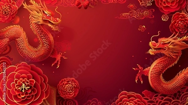 Fototapeta Chinese banner, Happy New Year poster