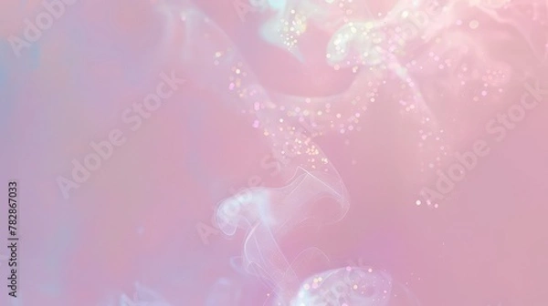 Fototapeta An airy, pink pastel background with a holographic overlay that diffuses light, creating a dreamy, soft-focus effect.