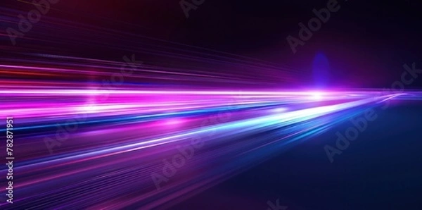 Fototapeta A purple and blue lighted line with a bright blue spot in the middle