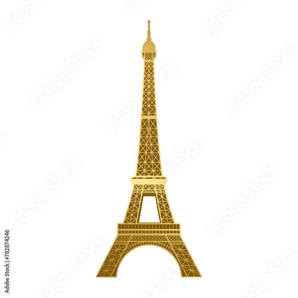Fototapeta Golden Eiffel Tower isolated on transparent background. Vector illustration
