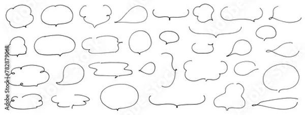 Fototapeta 手書きの緩やかな細いラインの優雅な吹き出し