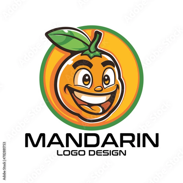 Obraz Mandarin Cartoon Vector Logo Design